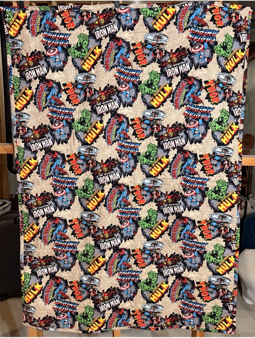 Superhero Handmade Quilt 40x57Child Boy/Girl Bedding 2 Sides